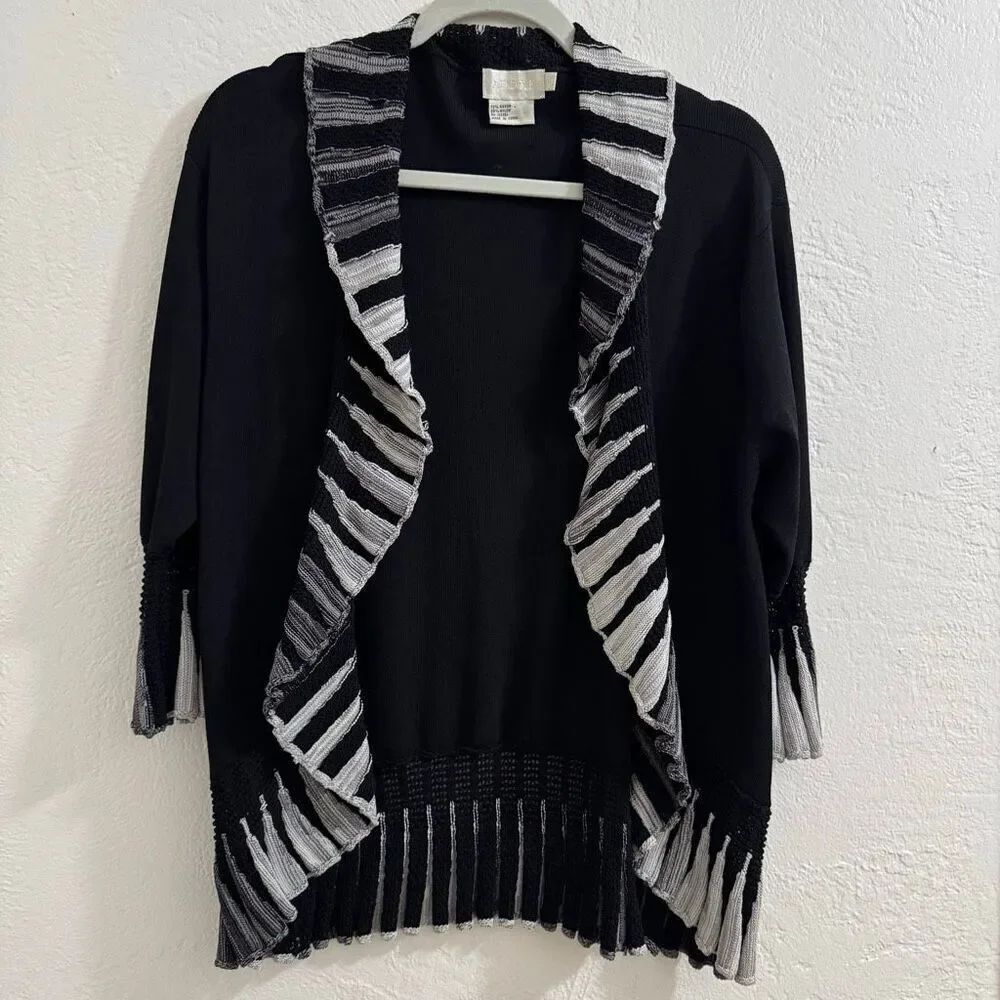 Vintage Adore Black & White Waterfall Cardigan L
